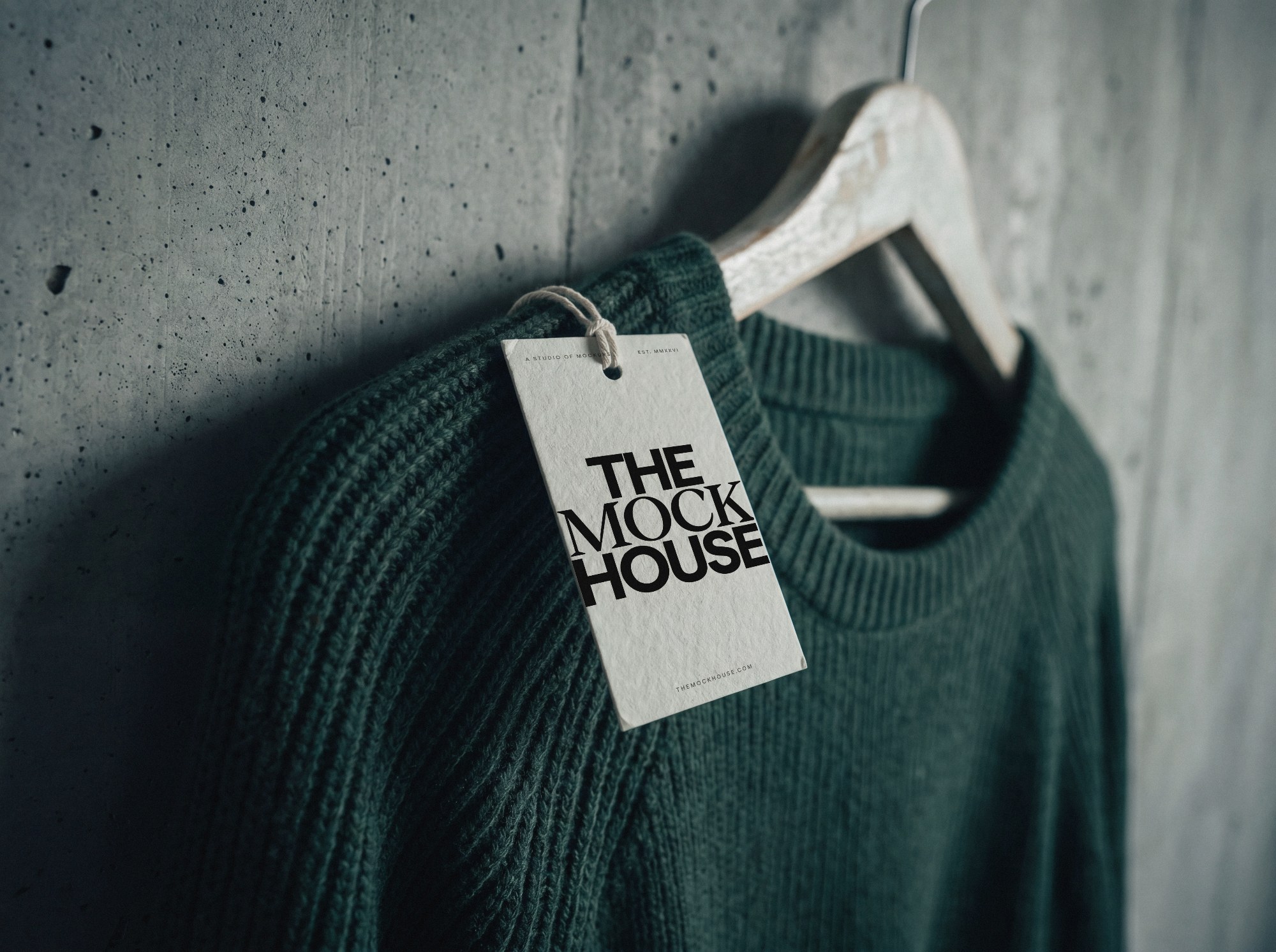 Blank Tag on Green Sweater apparel mockup
