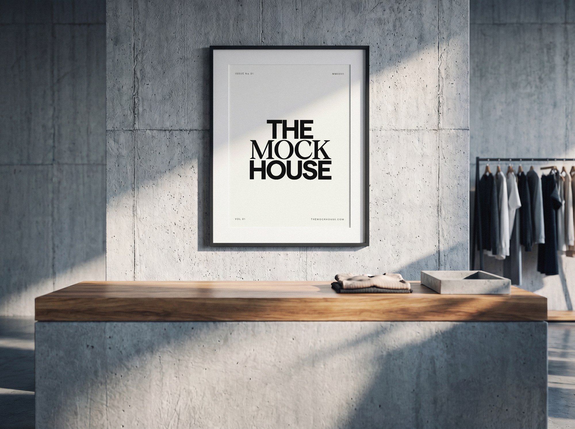 Framed Poster Concrete Interior poster mockup